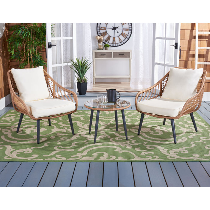 Mistana™ Aiello Wicker/Rattan 2 Person Seating Group with Cushions